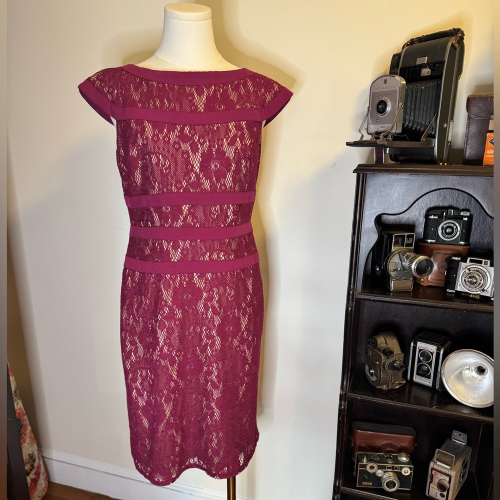 Elegant magenta Lace  cocktail
Dress Adriana Pappell